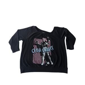 Cyndi Lauper retro graphic womens black one shoulder long sleeve sweatshirt 3X